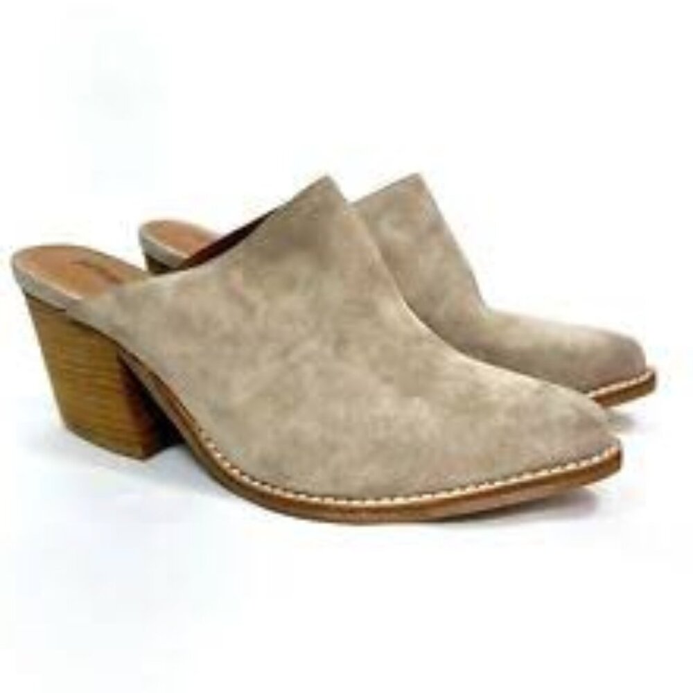 Jeffrey Campbell Favela-2 Tan Suede Slip on Block Heel Mules Women’s, 11